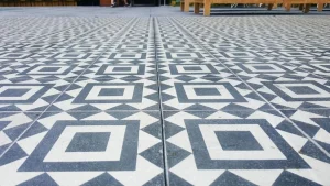 Parking tiles close up footpath pattern